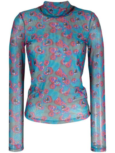 Henrik Vibskov Long-sleeve Sheer Top In Blau