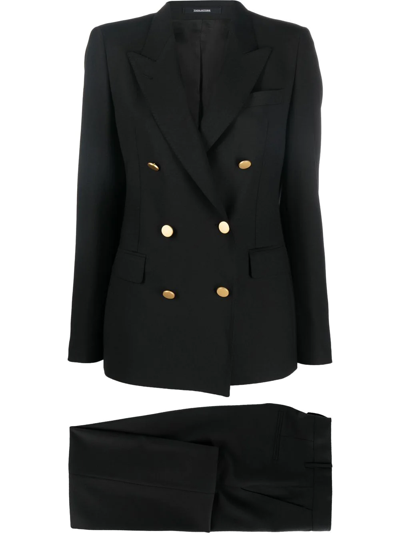 Tagliatore Double-breasted Two-piece Suit Set In Black
