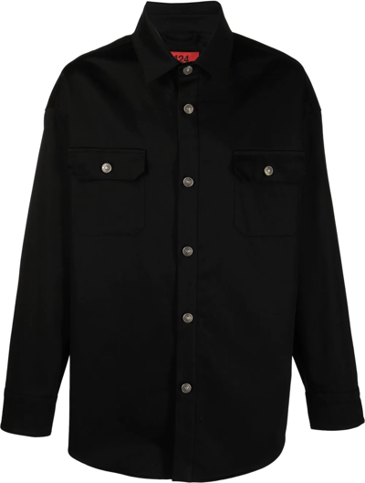 424 Button-down Fitted Shirt Jacker In Black