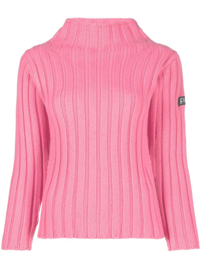 PATOU LOGO-PATCH RIBBED-KNIT JUMPER