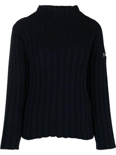 Patou Logo-patch Ribbed-knit Jumper In Multi-colored