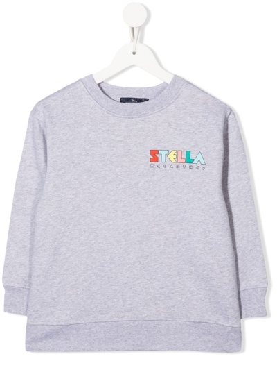 Stella Mccartney Kids' Logo Crew-neck Sweatshirt In Grau