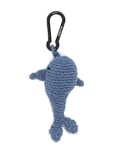 Pre-owned Alanui Whale Crochet Keychain In Blue