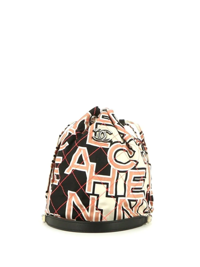 Pre-owned Chanel 2010s Logo Print Diamond-quilted Bucket Bag In Pink