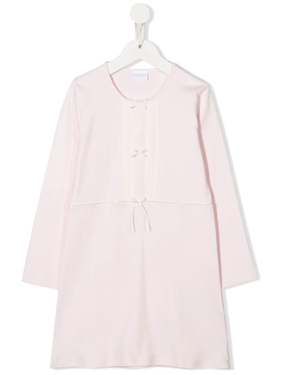 La Perla Kids' Bow-detail Lace-trim Pyjama Dress In Pink