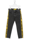 Off-white Gray Jeans For Boy With Black Logo In Grey