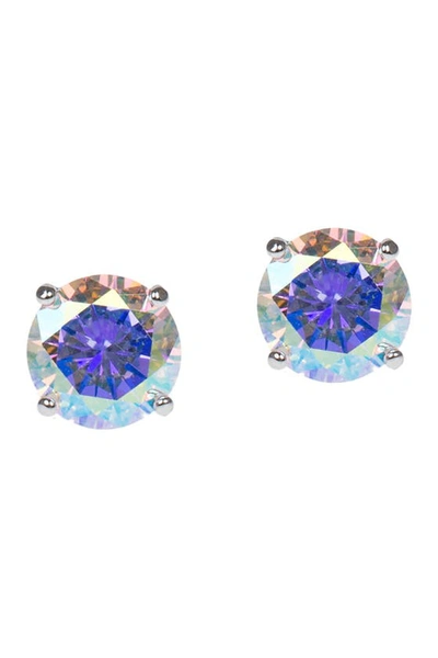 Cz By Kenneth Jay Lane Round Cz 4 Prong Luxe Earrings In Clear/silver