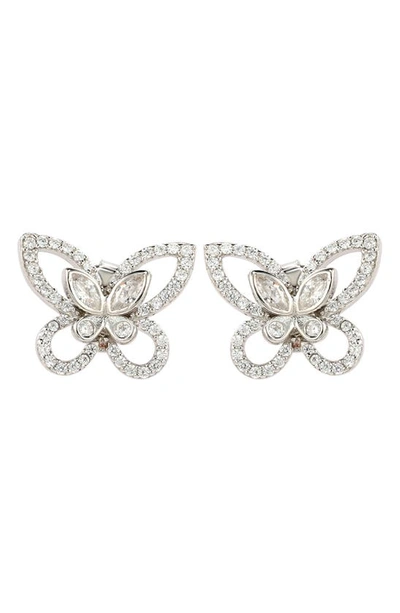 Suzy Levian Sterling Silver & Cz White Butterfly Stud Earrings
