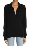 Khaite Jo Stretch Cashmere Polo Sweater In Black