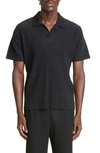 Issey Miyake Pleated Short-sleeve Polo Shirt In Black