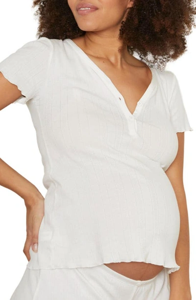 Cache Coeur Organic Cotton Maternity & Nursing Top In Naturel