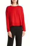 Eileen Fisher Crewneck High-low Sweatshirt In Cinnabar