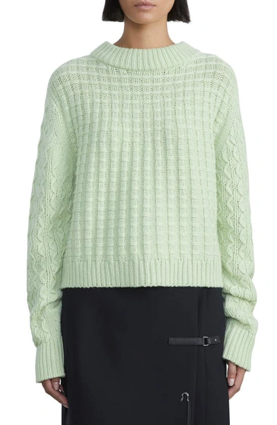 Lafayette 148 Mixed Stitch Cashmere Sweater In Mint