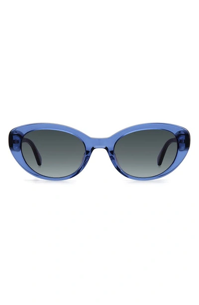 Kate Spade Crystals Oval Eco-acetate Sunglasses In Blue / Grey Shaded