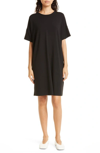 Eileen Fisher Boxy Crewneck T-shirt Dress In Black