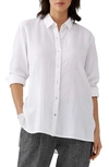Eileen Fisher Woven Button-down Linen Shirt In White