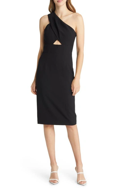 Black Halo Honey One-shoulder Sheath Dress In Black