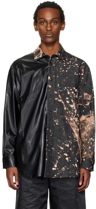 Song For The Mute Splatter-detail Contrast Overshirt In Black