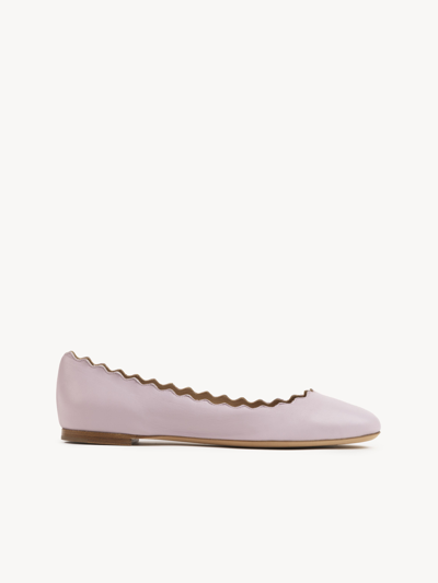 Chloé Chloe Lauren Scalloped Leather Ballerina Flat In Purple