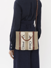 Chloé Petit Sac Cabas Woody En Toile De Lin Femme Multicolore Taille Onesize 100% Lin, Cuir De Veau, Polye In Multicolore