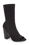 Tony Bianco Malo Open Toe Stretch Bootie In Black Lycra
