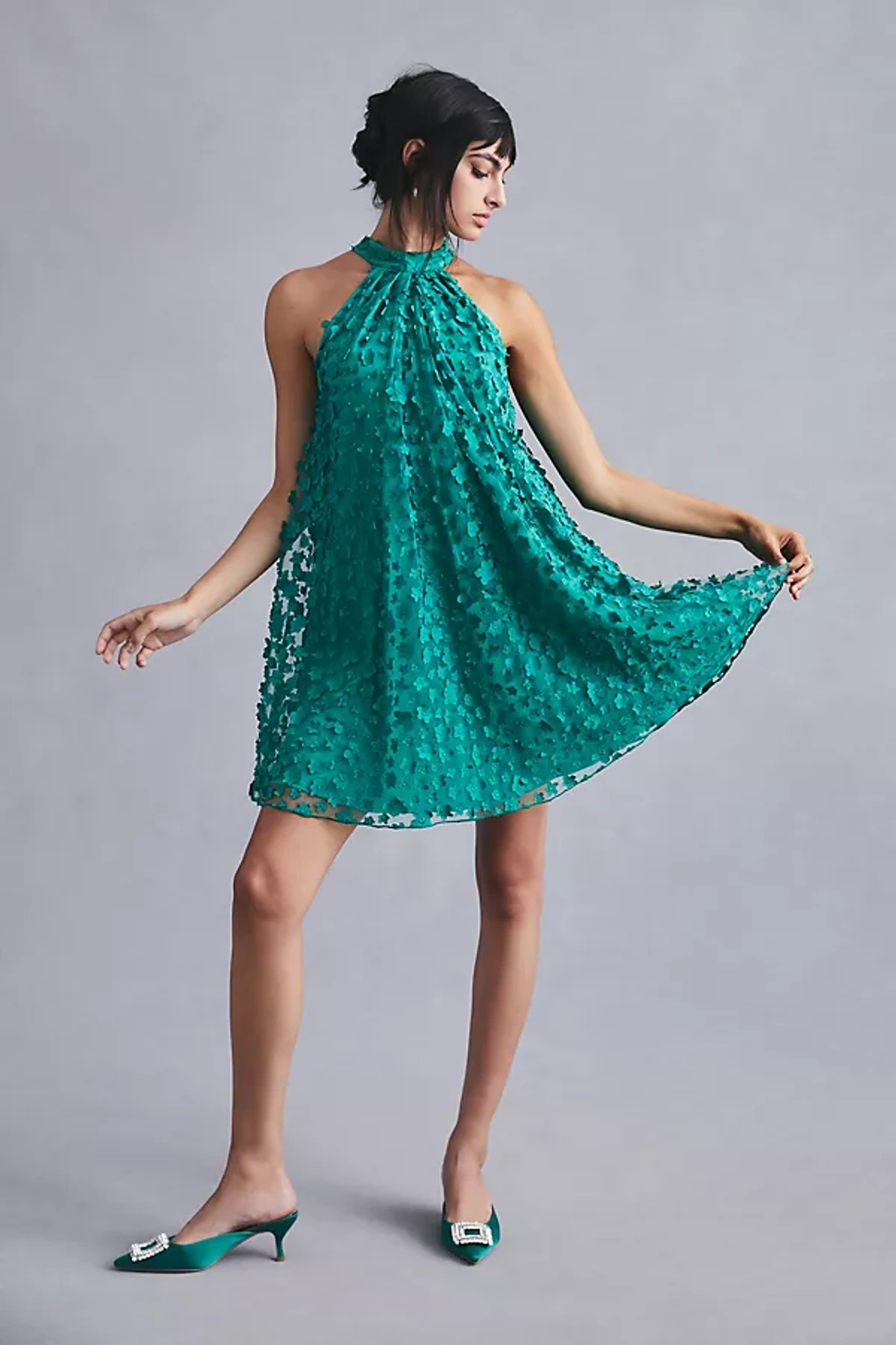 Eva Franco Halter Swing Mini Dress In Green | ModeSens