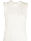 Ganni Off-white O-neck Vest In White