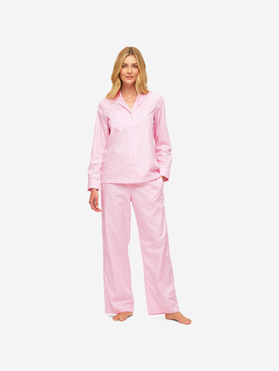 Derek Rose Women's Pyjamas Kate 7 Cotton Jacquard Pink