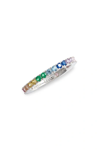 Suzy Levian Sterling Silver Rainbow Eternity Band In Multi