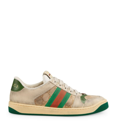 Gucci Leather Screener Sneakers In Neutrals