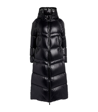 Moncler Chanon Hooded Quilted Coated-shell Coat In Black