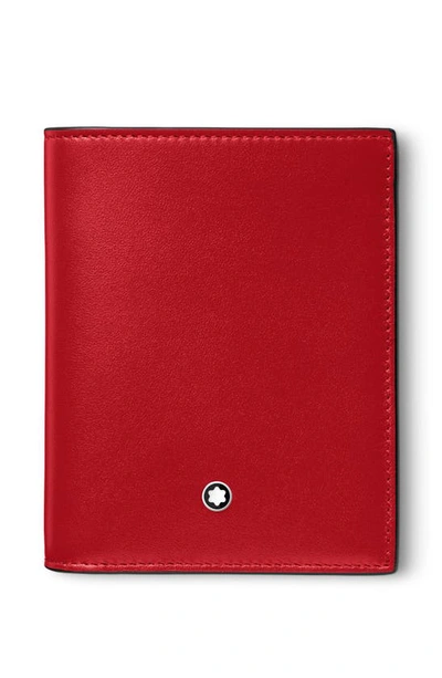 Montblanc Meisterstuck Compact Leather Wallet In Red   / Coral