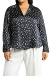 Vince Dot Print Silk Blouse In Deep Marine