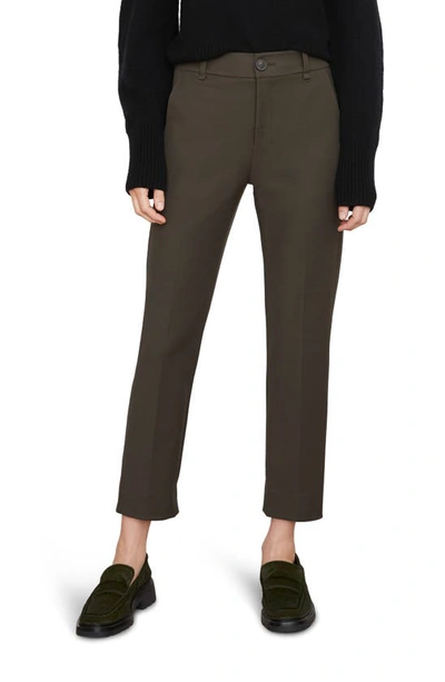 Vince Solid Cotton Cigarette Trousers In Dk Pine