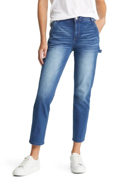 Wit & Wisdom 'ab'solution High Waist Ankle Crop Carpenter Jeans In Mid Blue