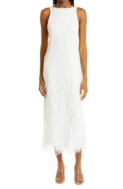Cult Gaia Aja Ostrich-feather Open-back Gown In White