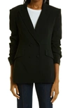 Cinq À Sept Kris Ruched Sleeve Double Breatsed Blazer In Black