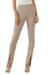 Grey Lab Front Slit Flared Pants In Taupe
