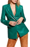 As By Df Beck Recycled Leather Double-breasted Blazer In Green