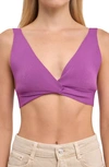 Endless Rose Twisted Ribbed Bralette Top In Grape