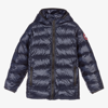 Canada Goose Kids Navy Crofton Hoody Down Jacket In Blue
