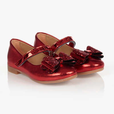 Caramelo Kids' Girls Red Faux Leather Pumps