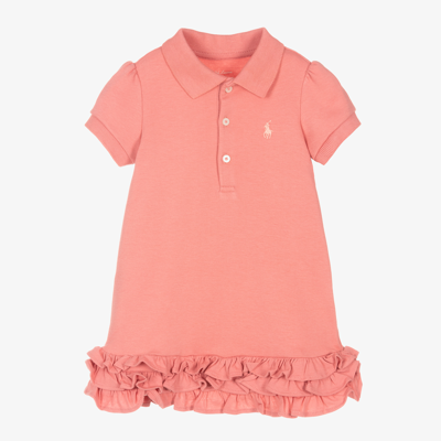 Ralph Lauren Girls Pink Ruffle Baby Polo Dress