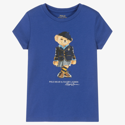 Polo Ralph Lauren Kids' Girls Blue Cotton T-shirt