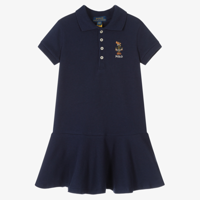 Polo Ralph Lauren Kids' Girls Blue Bear Polo Dress