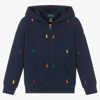 Polo Ralph Lauren Kids' Boys Cotton Zip Up Top In Refined Navy Core