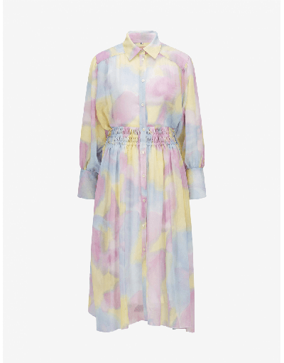 Hugo Boss Long-sleeved Shirt Dress With Watercolor Print In Patterned