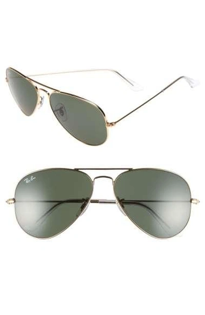 Ray Ban Original Aviator 58mm Sunglasses - Gold/ Grey Green