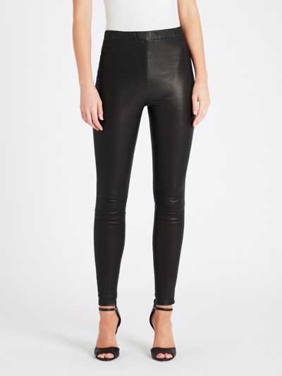 J Brand Macey High Rise Pull On Leather Leggings In Blue