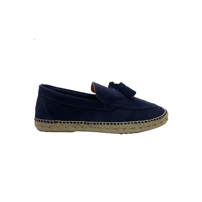 Abarca Split Leather Tassel Loafers/blue